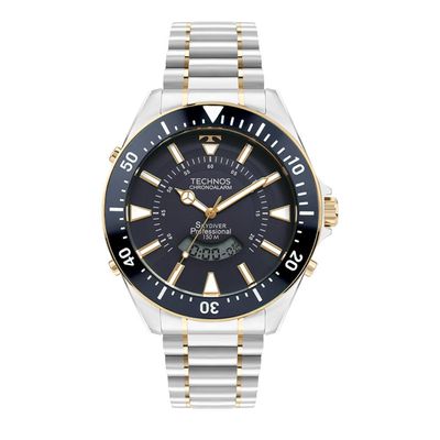 Relógio Technos Masculino Ref: Wt2050ain/1a Skydiver Anadigi Bicolor