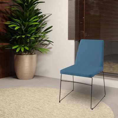 Kit 4 Cadeiras Decorativa Sala de Jantar Anne Linho Azul - Gran Belo