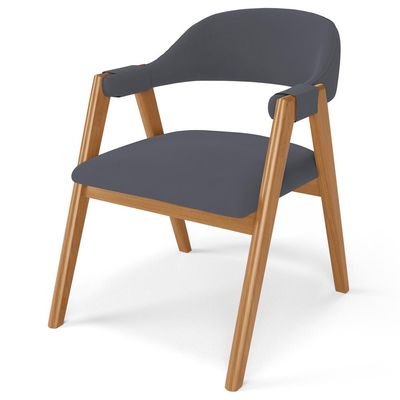 Kit 02 Cadeiras de Jantar e Estar Living Estofada Nadja L02 Suede Cinza - Lyam Decor