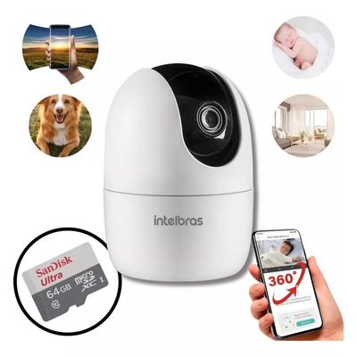 kit 4 Câmera Ip 360 Full Hd Im4 Mibo Intelbras + Sd 64gb Ultra