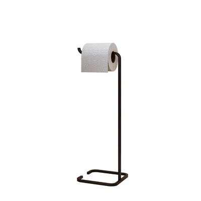 Kit 02 Suportes Papeleira De Chão Para Banheiro Lavabo Set Aço Multiuso D01 Preto Fosco - Lyam Decor