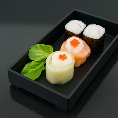 Bandeja Retangular Mini Preta Servir Sushi Petiscos 17cm