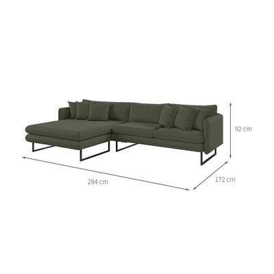 Sofá 5 Lugares Ricco com Chaise Esquerda Linho Verde