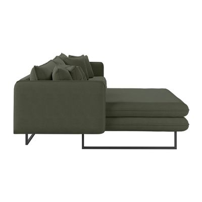 Sofá 5 Lugares Ricco com Chaise Esquerda Linho Verde