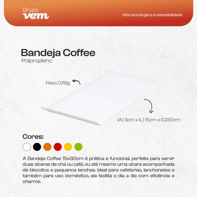 Bandeja Coffee Retangular 15x30 Vermelha em Polipropileno