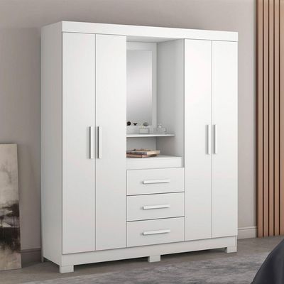 Guarda-roupa 4 Portas Huntano Branco - Moveisaqui