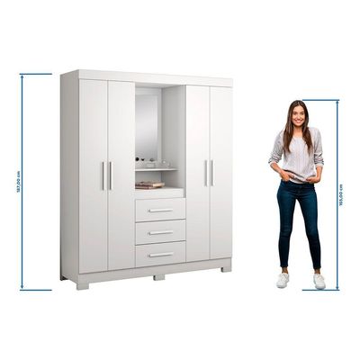 Guarda-roupa 4 Portas Huntano Branco - Moveisaqui