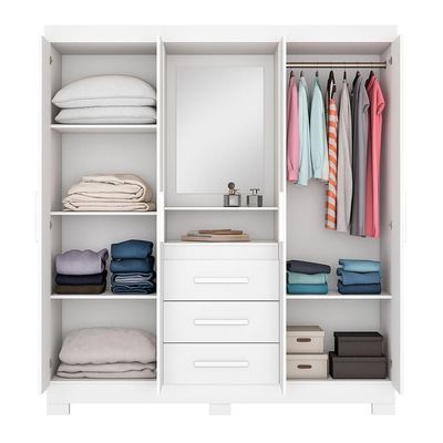 Guarda-roupa 4 Portas Huntano Branco - Moveisaqui