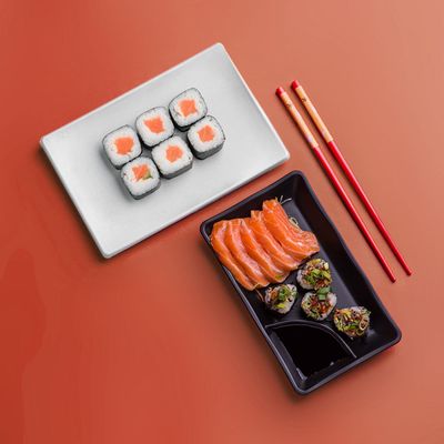 Prato Oriental Retangular 14x20 Branco em Polipropileno