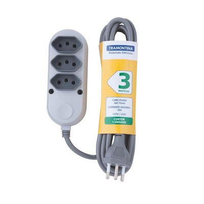 Extensão Multipla 3 Tomadas 2P+T 10 A 250 V Tramontina 3 m