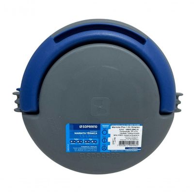 Marmita Termica Plus 1,5l Sem Divisória C- Alça Azul Soprano