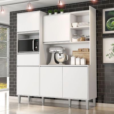 Kit De Cozinha Compacta 160cm Isabel Com 5 Portas Branco