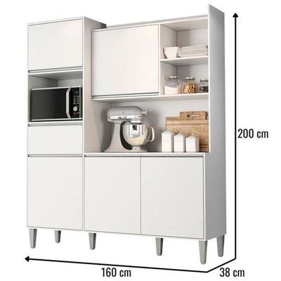 Kit De Cozinha Compacta 160cm Isabel Com 5 Portas Branco