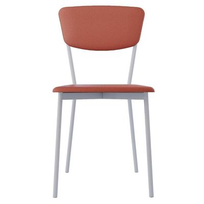 Cadeira Estofada Para Sala De Jantar Village Branco C01 Courino Terra Rosê - Lyam Decor