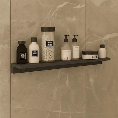 Prateleira Porta Shampoo Slim 80cm Chumbo Fosco