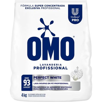 Kit 4kg de Sabão em pó OMO Perfect White + Amaciante Comfort Profissional Lavanderia 7 Lts