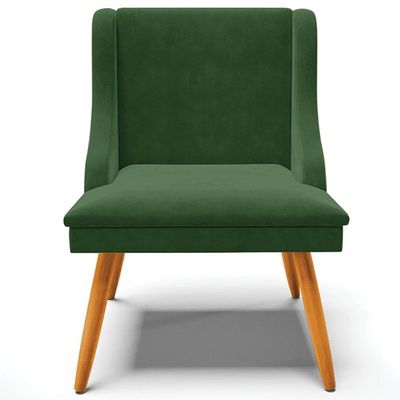Kit 2 Cadeiras Decorativas Sala de Jantar Pés Palito de Madeira Firenze Suede Verde Esmeralda/Natural G19 - Gran Belo