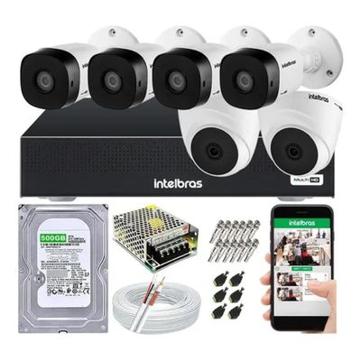 Kit Cftv 6 Câmeras Segurança Hdcvi Dvr Intelbras Mhdx 1008