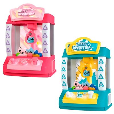 Mini Máquina de Ursinhos Pelúcia Joguinho Garra Arcade Cor:Rosa