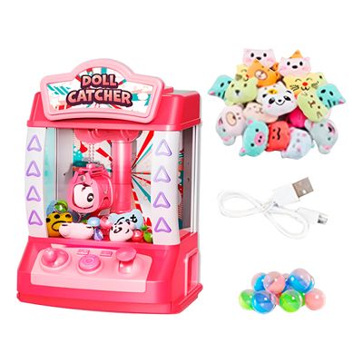 Mini Máquina de Ursinhos Pelúcia Joguinho Garra Arcade Cor:Rosa
