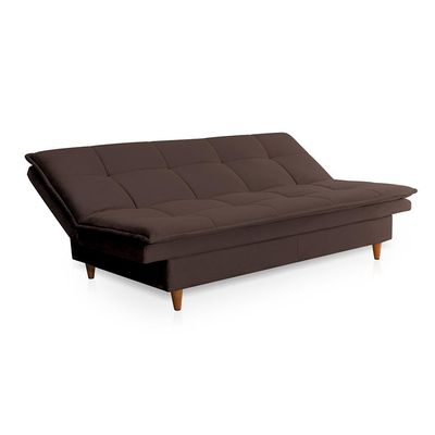 Sofá-Cama Casal 3 Lugares Mirage Veludo Café