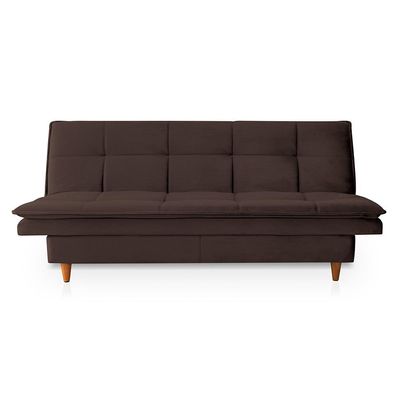 Sofá-Cama Casal 3 Lugares Mirage Veludo Café