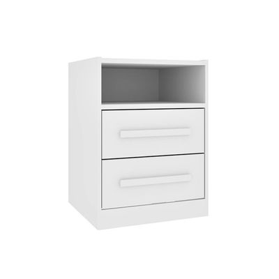 Mesa de Cabeceira Barcelona MDP com 2 Gavetas e Puxadores MDF Tcil Branco