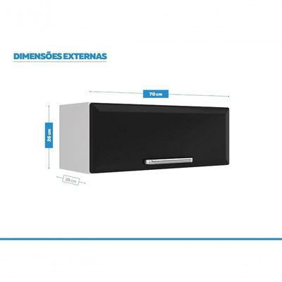 Armário Aéreo Cozinhas Itatiaia Luce - 1 Porta Horizontal - Preto