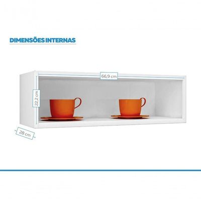 Armário Aéreo Cozinhas Itatiaia Luce - 1 Porta Horizontal - Preto