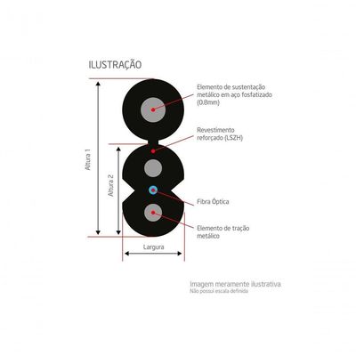 Cabo De Fibra Optica Evus Standard Drop Flat 2km 1fo