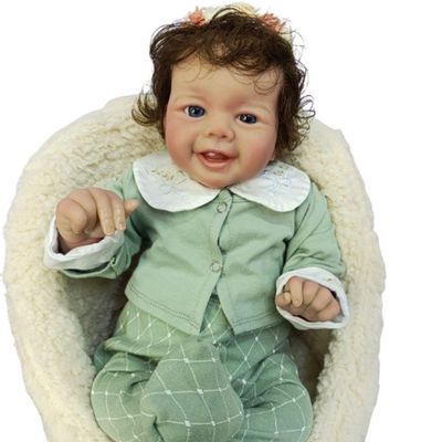 Bebê Reborn Menina Olhos Abertos Artesanal Cabelo Fio A Fio Realista