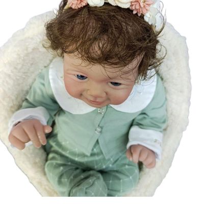Bebê Reborn Menina Olhos Abertos Artesanal Cabelo Fio A Fio Realista
