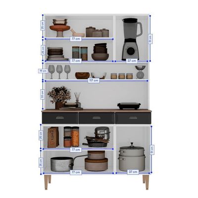 Kit De Cozinha Compacta 120cm Em Aço Preto Retrô