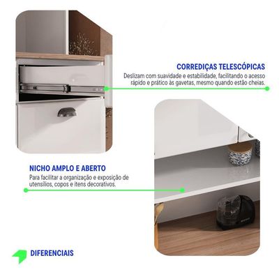Kit De Cozinha Compacta 120cm Em Aço Preto Retrô