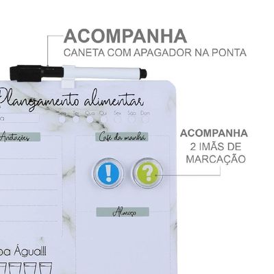 Cardapio Semanal Lousa Planejamento Alimentacao Magnetica Planner Dieta Quadro Anotacoes Refeicao Imas Caneta Apagador