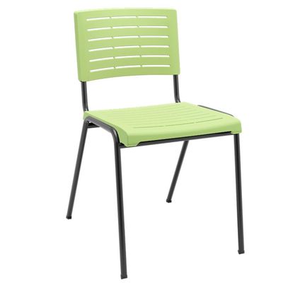 Kit 04 Cadeiras Empilhável Fixa Escritório Multiuso Base Preta Kimi P03 Verde Claro - Lyam Decor