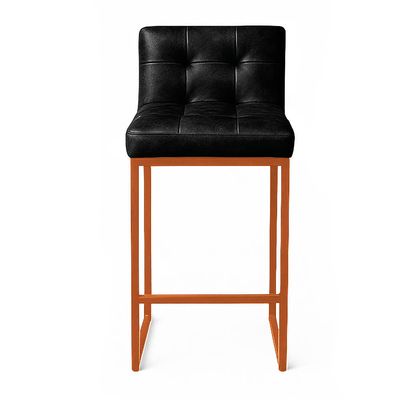 Banqueta Cozinha Alta com Encosto Industrial Bronze Lirina PU Preto C05 - D'Rossi