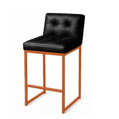 Banqueta Cozinha Alta com Encosto Industrial Bronze Lirina PU Preto C05 - D'Rossi