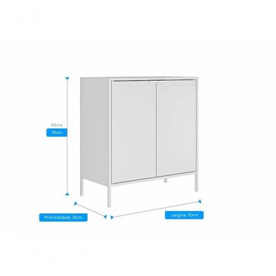 Balcão Alto Multiúso Itatiaia Smart - 2 Portas - Branco Matte