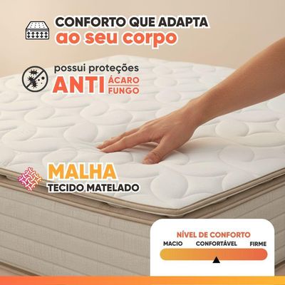 Colchão King Probel Molas Ensacadas Pillow Top 193x203x30cm Guarda Costas Genova Branco-bege Branco - Bege