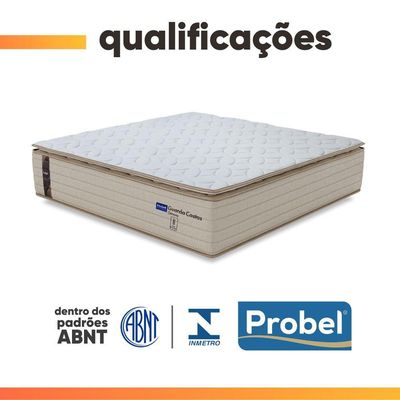 Colchão King Probel Molas Ensacadas Pillow Top 193x203x30cm Guarda Costas Genova Branco-bege Branco - Bege