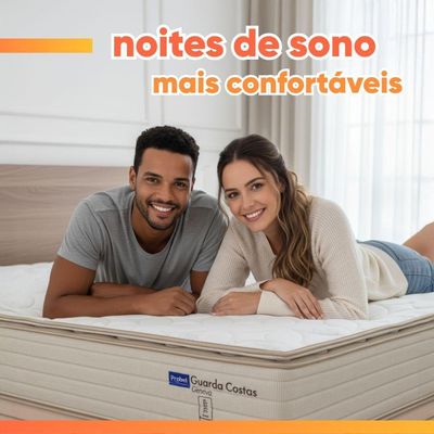 Colchão King Probel Molas Ensacadas Pillow Top 193x203x30cm Guarda Costas Genova Branco-bege Branco - Bege