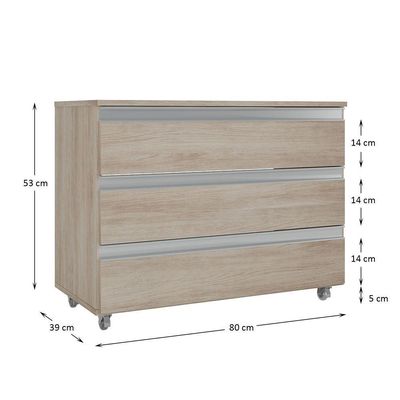 Gabinete Banheiro Rodinhas Joia 80cm 03 Gavetas Madeirado Inteiro
