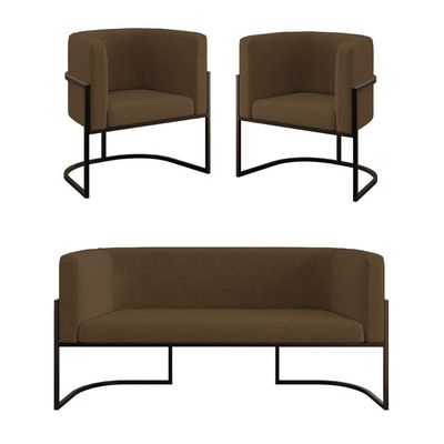 Kit Sofá 2 Lugares + 2 Poltronas Para Recepção Balaqui Marrom