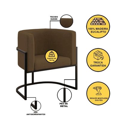 Kit Sofá 2 Lugares + 2 Poltronas Para Recepção Balaqui Marrom