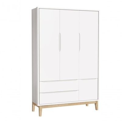 Jogo De Quarto Para Bebê Completo 3 Portas Classic New Branco Fosco Com Natural - Moveisaqui