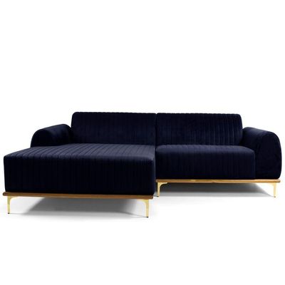 Sofá 4 Lugares Com Chaise Molino 265cm Azul Marinho C-287