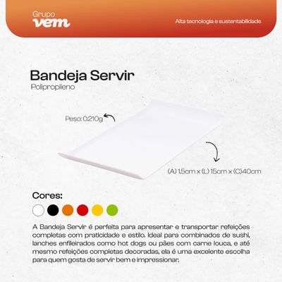 Bandeja Servir Retangular 15x40 Vermelha em Polipropileno