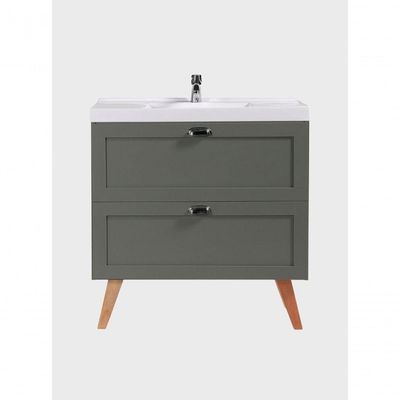 Gabinete Para Banheiro Com Cuba E Espelho Organico 80cm Retro Mdf Verde Milano - On Móveis