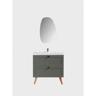 Gabinete Para Banheiro Com Cuba E Espelho Organico 80cm Retro Mdf Verde Milano - On Móveis